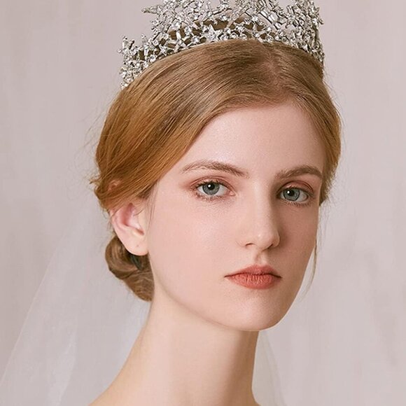 Silver Crystal Tiara Crown Bridal Hair Accessories for Weddings Prom Pageants main image 6